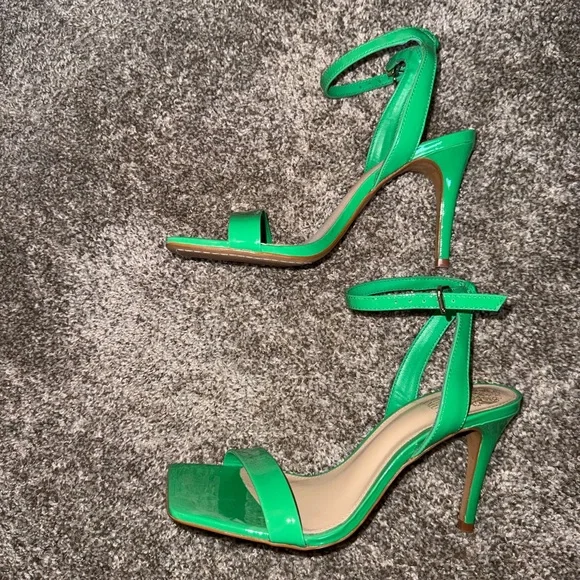 Vince Camuto Green Square-Toe Ankle-Strap Heels - Picture 2 of 3